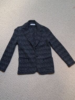 Amina Rubinacci Knit Black Blazer Jacket with Notch Lapel